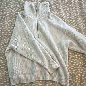 Aerie knit oatmeal color quarter zip sweater